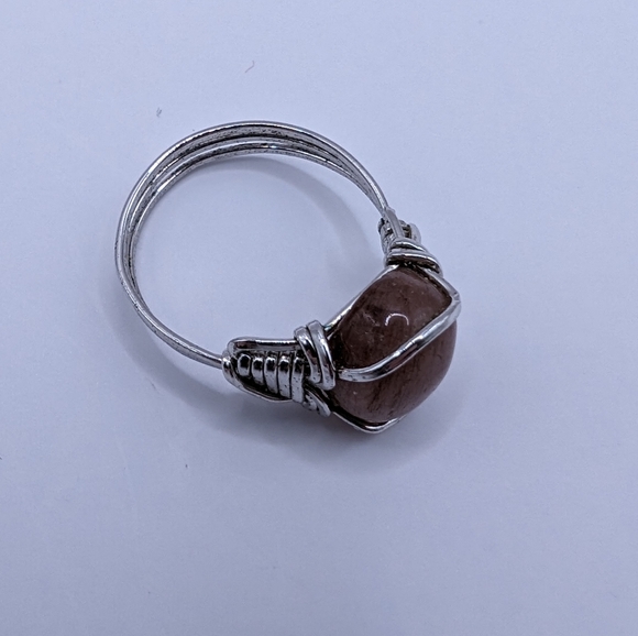 Handmade Silver wrapped Sunstone Ring - Picture 3 of 4
